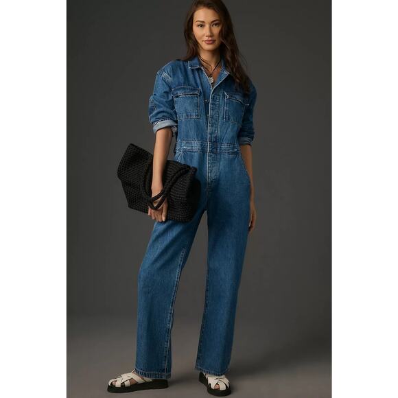 Anthropologie Pants - Anthropologie Etica Larsen Utility blue denim jumpsuit size medium